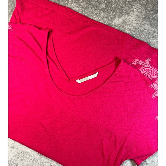 Hot Pink Paisley Embroidered Drawstring Tunic Dress Casual Comfy - Picture 1 of 8